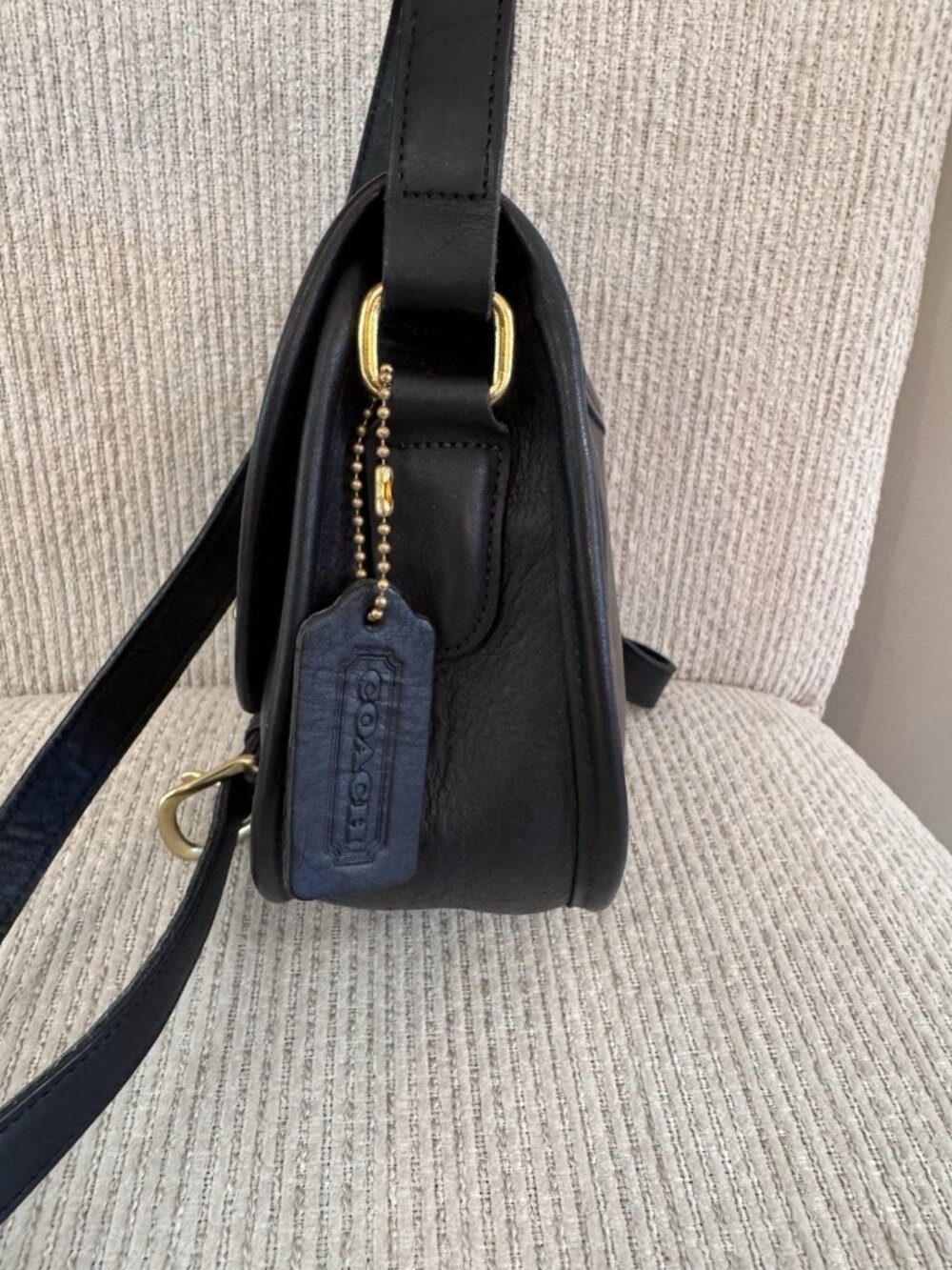 Vintage Coach Watson Black Leather Crossbody Bag Turnlock 9981 MINT - Picture 8 of 16